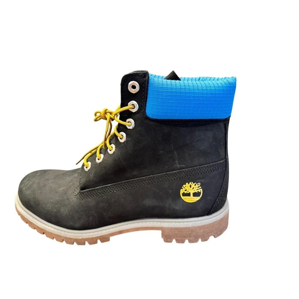 Timberland 6 Inch Premium Black Nubuck Blue Ripstop Boots Mens 10.5 New